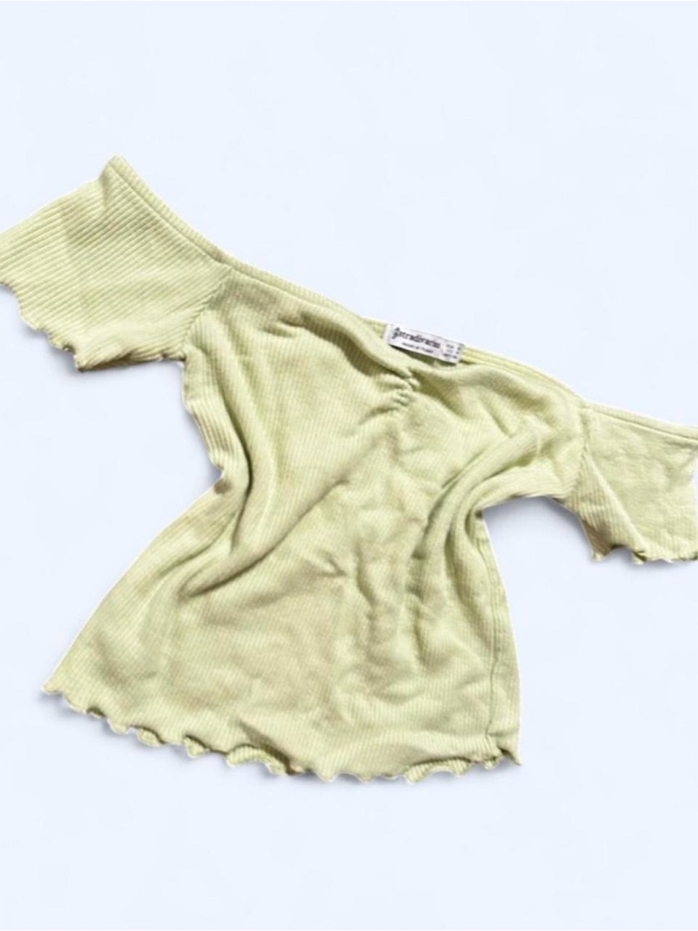 Stradivarius Off-Shoulder Lime Green Crop Top